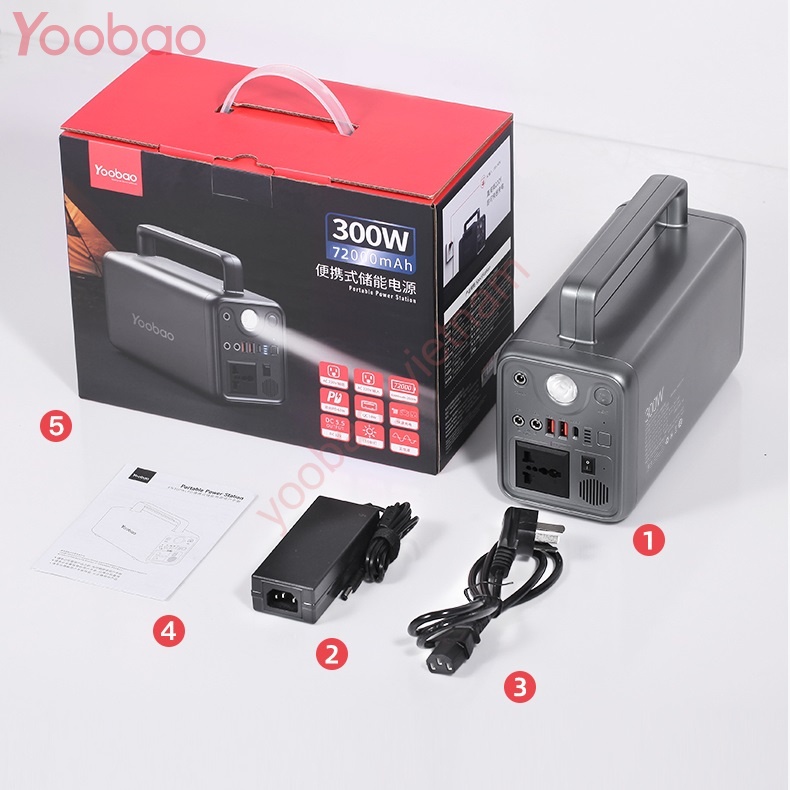 Trạm Sạc Dự Phòng Yoobao 72000mAh AC220V/300W PD65W - YOOBAO EN300WLPD