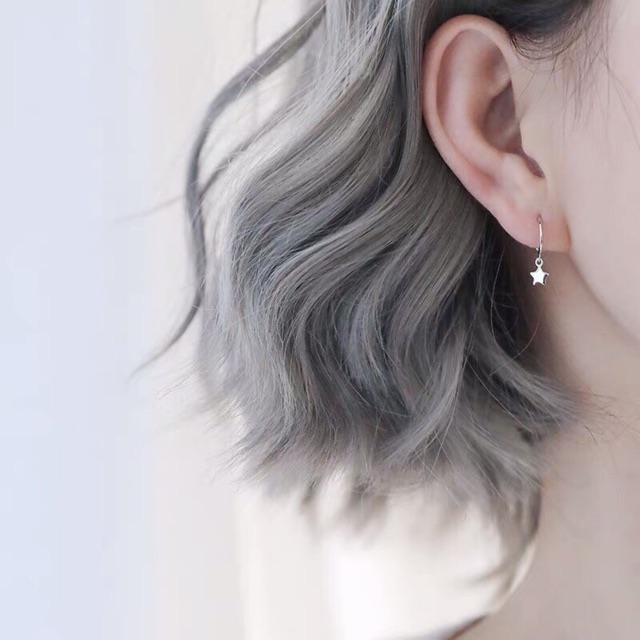Khuyên tai tròn treo sao trơn bạc ta