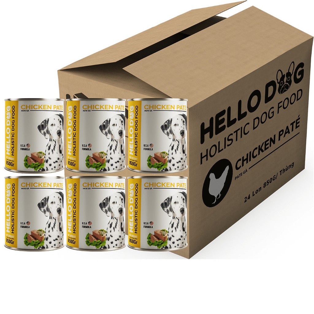 Pate cho chó làm từ thịt gà tươi Hello Dog Chicken Pate 850g