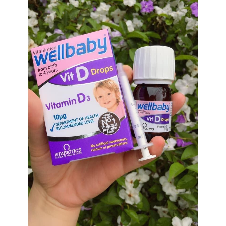 Vitabiotics Vitamin D cho bé 0 - 4 tuổi Wellbaby Vit D Drops 30ml
