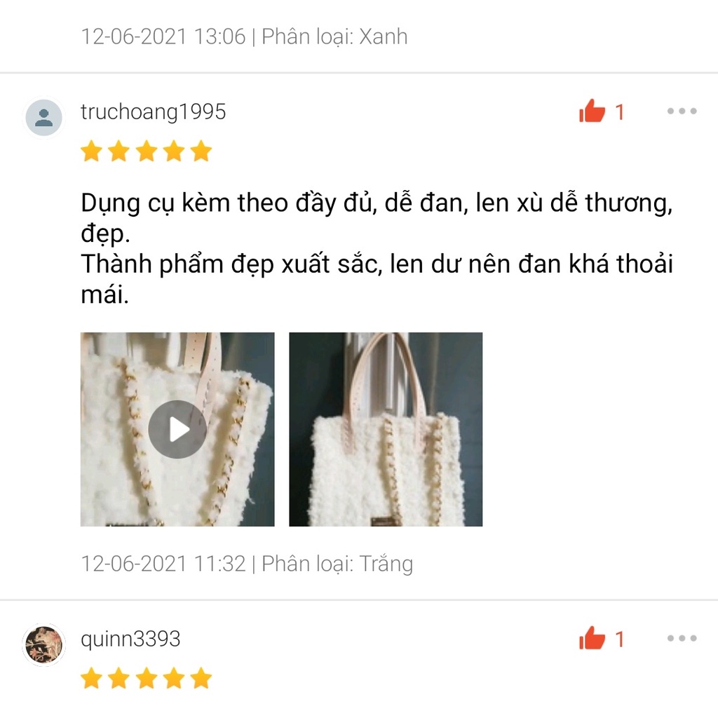 Túi Xách Handmade Tự Đan Len Xù - Phụ Kiện Đan Túi