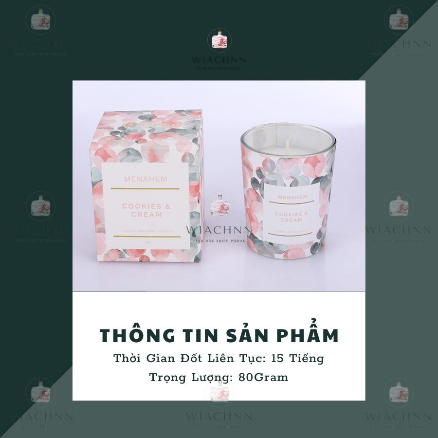 Nến Thơm Tinh Dầu Thơm Phòng Menahem Thư Giãn Không Khói Mùi Hương Hoa Hương thơm Thanh Mát Cao Cấp