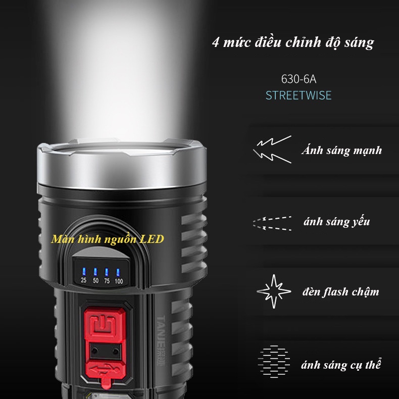 Đèn Pin Siêu Sáng，Đèn Pin Mini ，（4 Chế Độ Sáng Tiện Dụng），thích hợp để cắm trại，chống nước-XQY-77