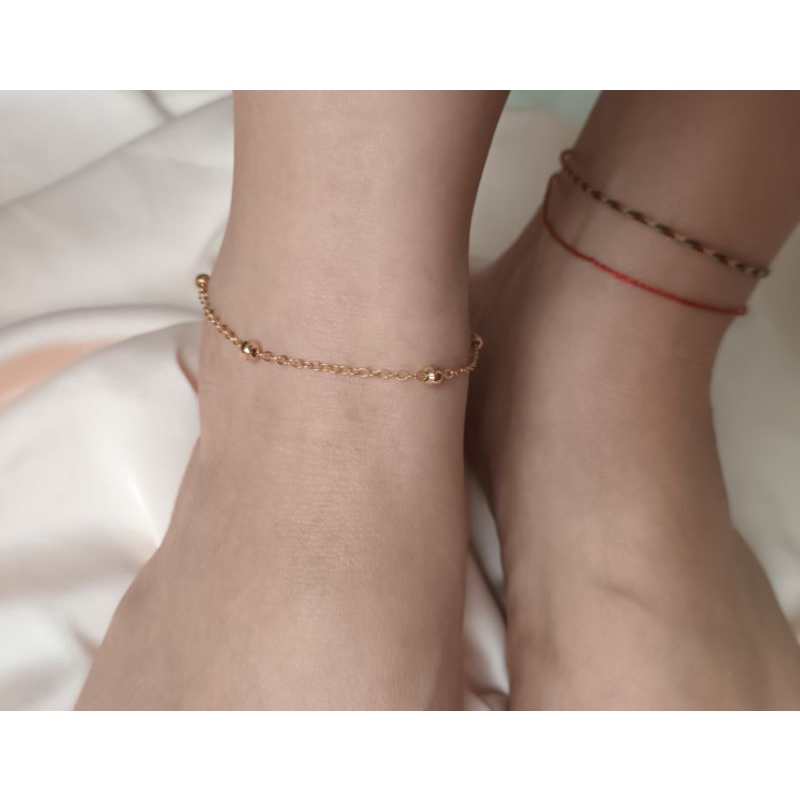 Lắc chân nữ kiểu Hàn xinh xinh ko đen không gỉ khóa bạc 925 mạ vàng siêu bền màu