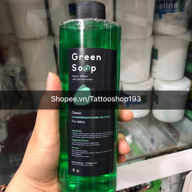 Greensoap đậm đặc 500ml,dung dịch vệ sinh hình xăm