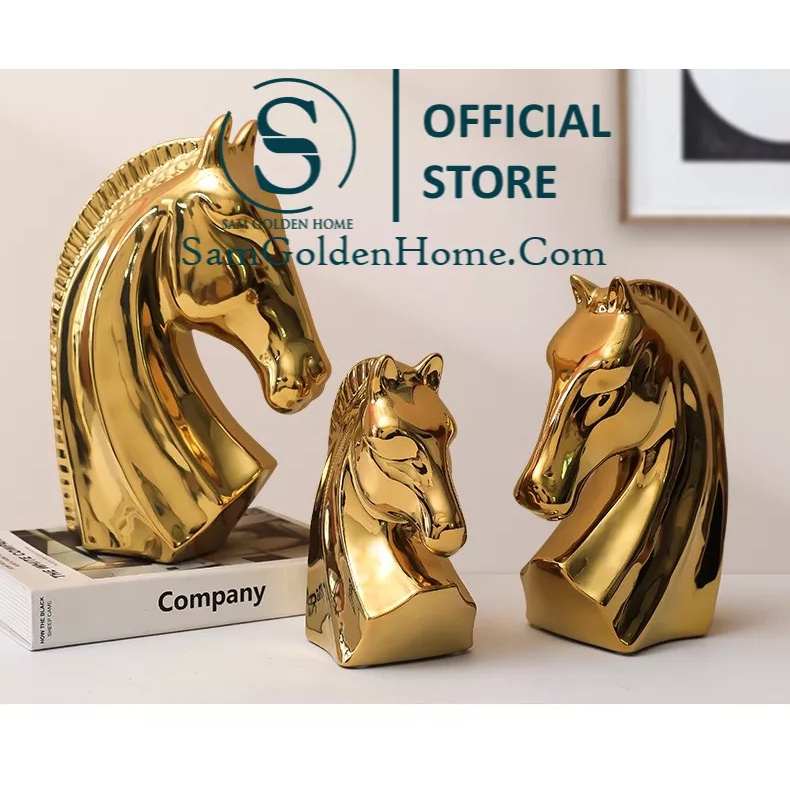 Tượng Ngựa Mạ Vàng Gold Decor Bàn Làm Việc Sang Trọng