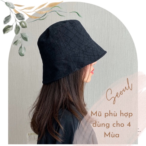 [ Giảm 5k đơn từ 0đ ] Nón bucket cao cấp 100% Cotton, mũ vành tròn tạo hình vân lưới Hotrend hè 2022