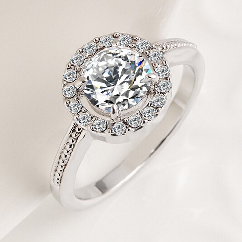 Nhẫn Đính Hôn Mạ Vàng / Bạc Đính Đá Zircon Thời Trang Dành Cho Nữ