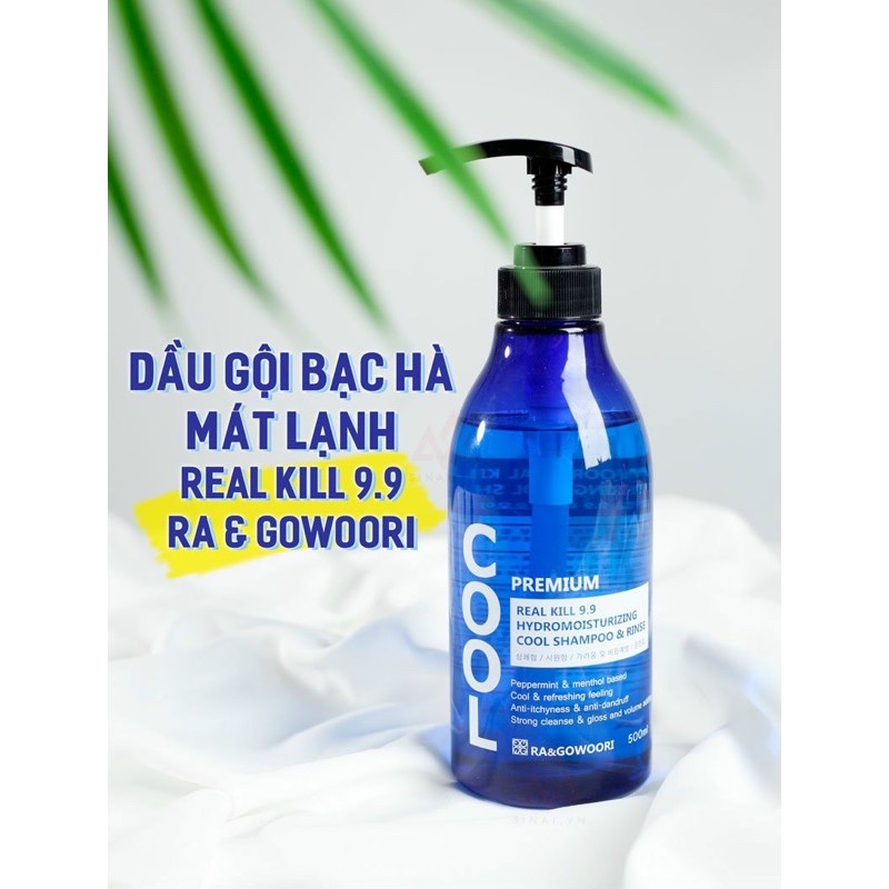 Dầu Gội Bạc Hà Mát Lạnh Cool Premium Real Kill 9.9 Ra&amp;Gowoori (500ml)