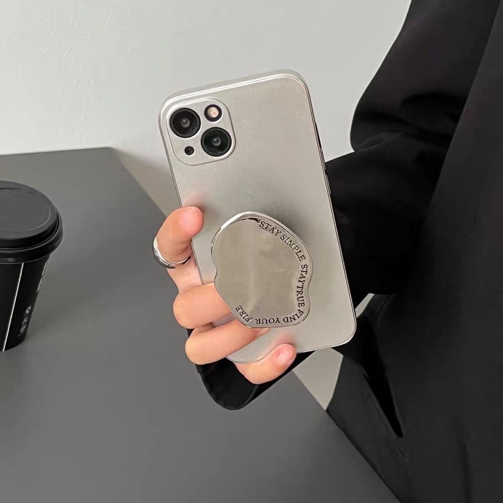 Ốp Điện Thoại Có Giá Đỡ Màu Bạc Cho Iphone 14 pro max 12 pro max 11 pro max xs max xr x 13promax 14 pro 14 plus