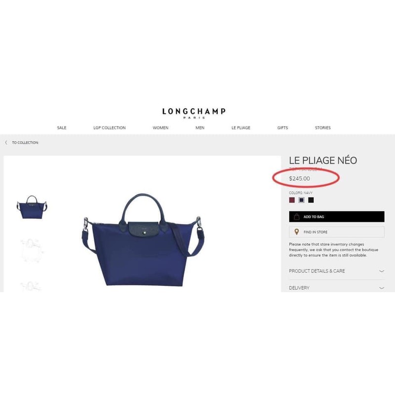 Túi xách Longchamp quai ngắn xuất dư