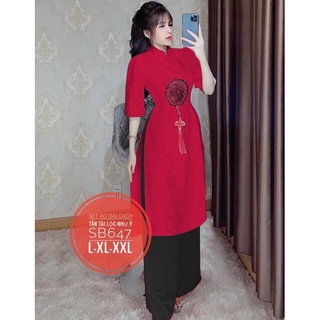 [N.T BIGSIZE] áo dai như ý kèm quần đen 55-90kg ( sẵn ship hoả tốc hcm )