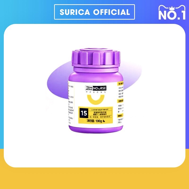 Vitamin cho mèo Nourse 15 Viên Lysine hỗ trợ hô hấp tăng đề kháng cho mèo Surica VN15 (200v)