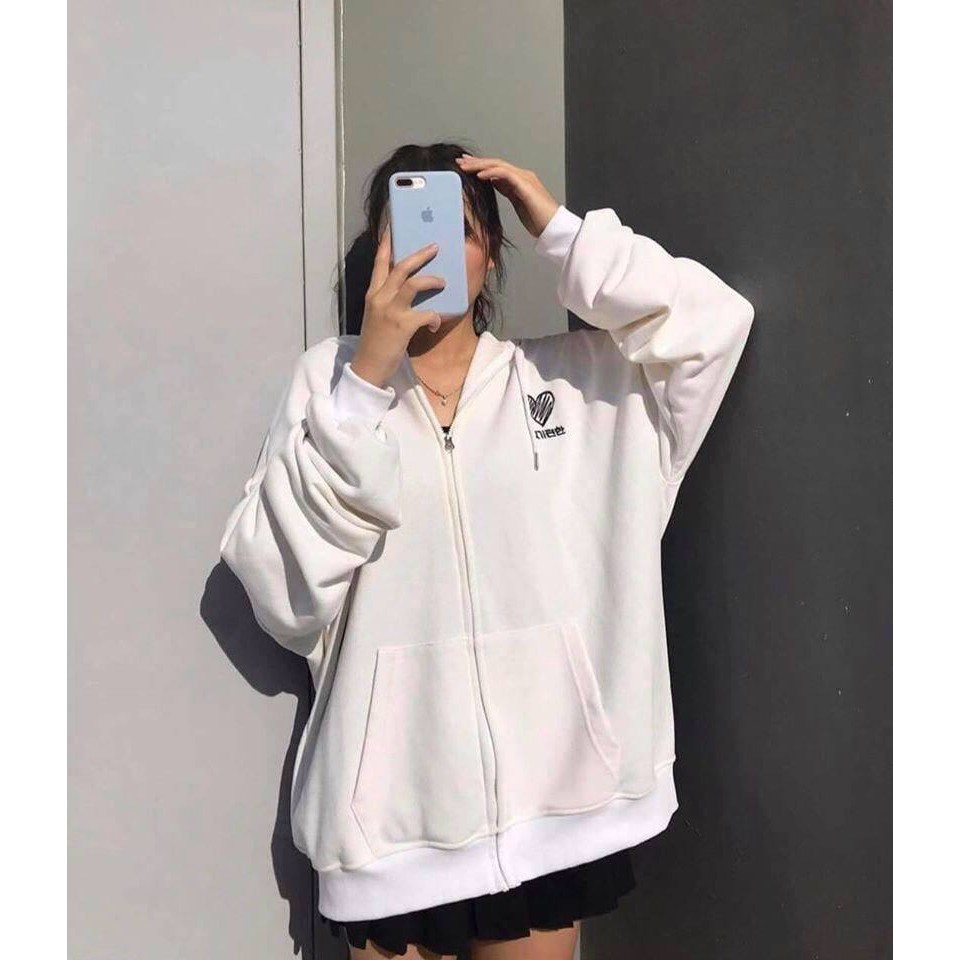 Áo khoác Hoodie nỉ nam nữ form rộng Heart Korea Freesize mặc vừa từ 40-65kg Molly Fashion | BigBuy360 - bigbuy360.vn
