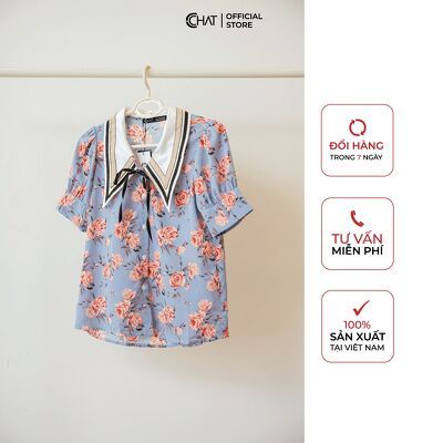 Áo sơ mi lá cổ to CCHAT