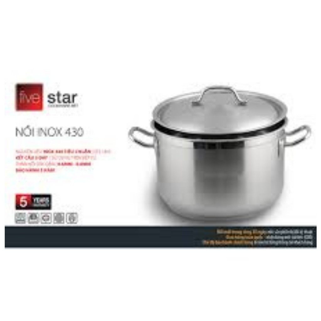 Nồi luộc gà inox 3 đáy đường kính 30cm Five Star đáy từ hàng chính hãng bảo hành 5 năm