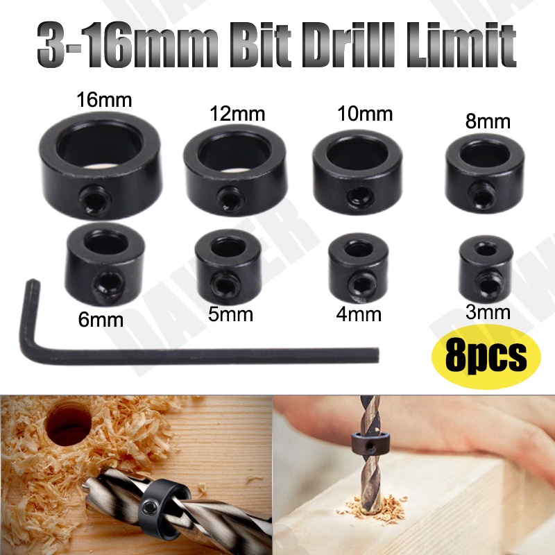 Bộ 8 Vòng Định Vị Mũi Khoan 3-16mm Kèm Cờ Lê Lục Giác