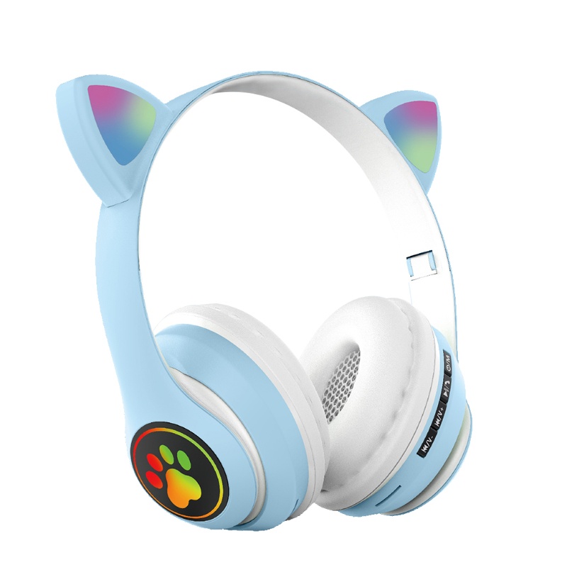 Tai Nghe Chụp Tai Không Dây Kết Nối Bluetooth Hình Tai Mèo Dễ Thương