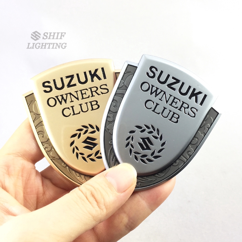Huy hiệu dán trang trí hình chữ SUZUKI OWNERS CLUB thiết kế viền sang trọng