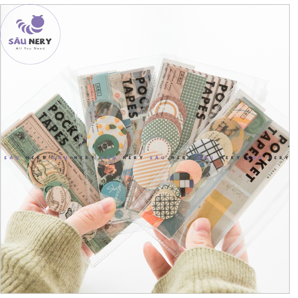 [SALE XẢ HÀNG] Sâu Nery - SN68 - Set 40 sticker trang trí dễ thương kèm túi Zip tiện lợi_POCKET TAPES | BigBuy360 - bigbuy360.vn