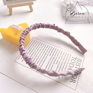 Cài tóc băng đô bờm nữ lụa satin nhún Baram