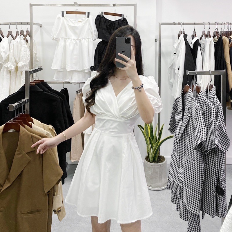 Ruen Dress - đầm tay bồng, đan dây sau lưng