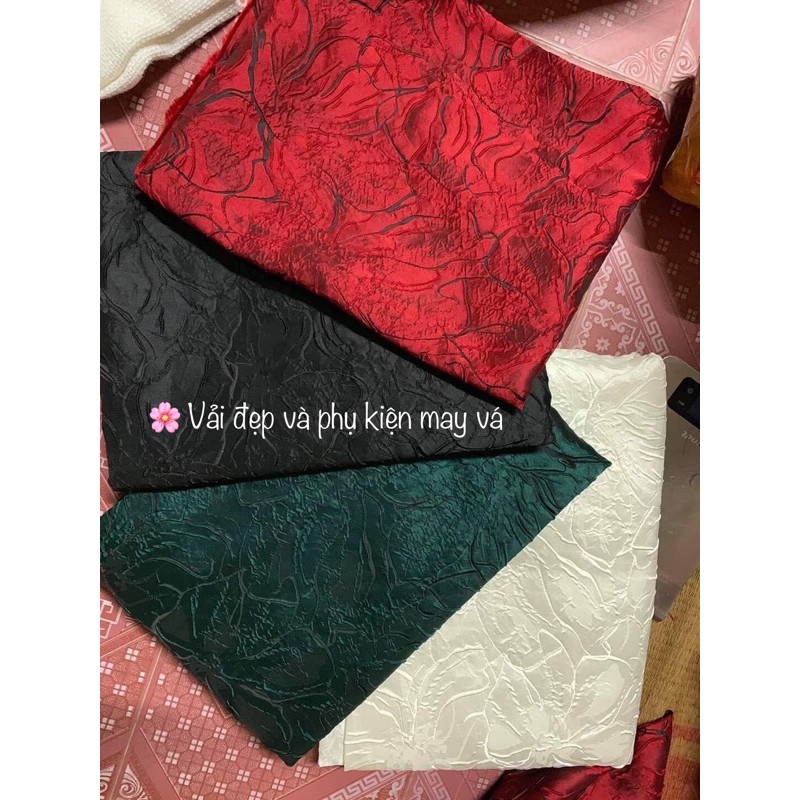 Vải Đẹp Taffeta Gấm Hoa may váy đầm cao cấp