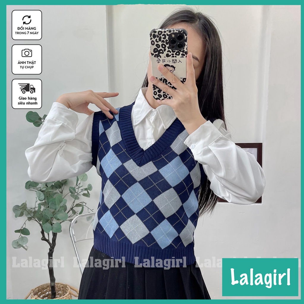 Áo gile len nữ họa tiết caro nhiều màu [GLX] | BigBuy360 - bigbuy360.vn