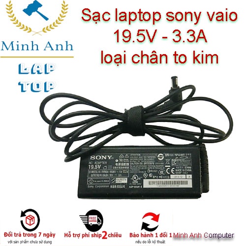 Sạc laptop sony vaio 19.5V - 3.3A loại zin hãng