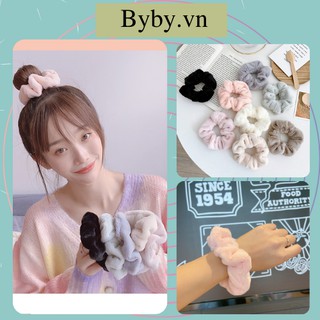 Dây buộc tóc scrunchies lông ngắn nhiều màu cực xinh
