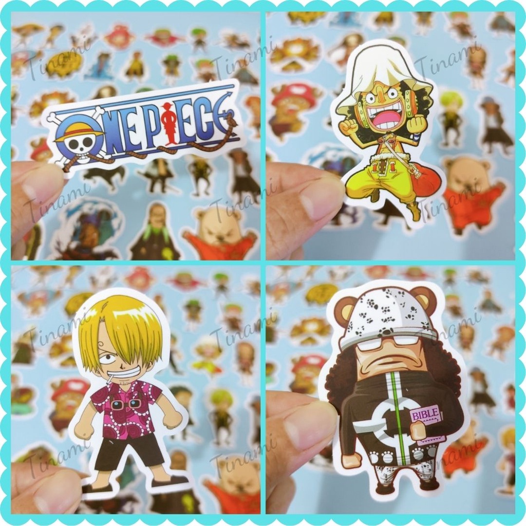 Bộ 50 Sticker One Piece hình dán chống nước bền màu dùng dán điện thoại laptop nón bảo hiểm xe máy balo