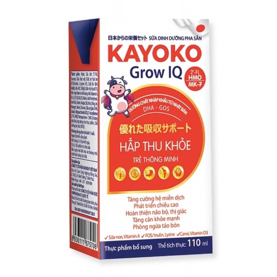 Sữa bột pha sẵn Kayoko Grow IQ công nghệ Nhật 110ml/1hộp