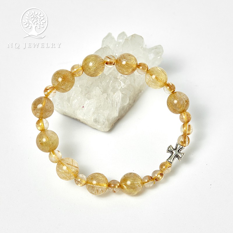 Vòng Mân Côi - Chuỗi Mân Côi TA Tóc Vàng 10mm đk 52mm - NQ Jewelry