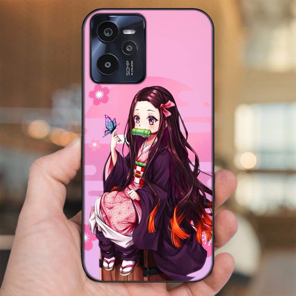 Ốp lưng Realme C35 viền đen in hình Nezuko Kimetsu no Yaiba