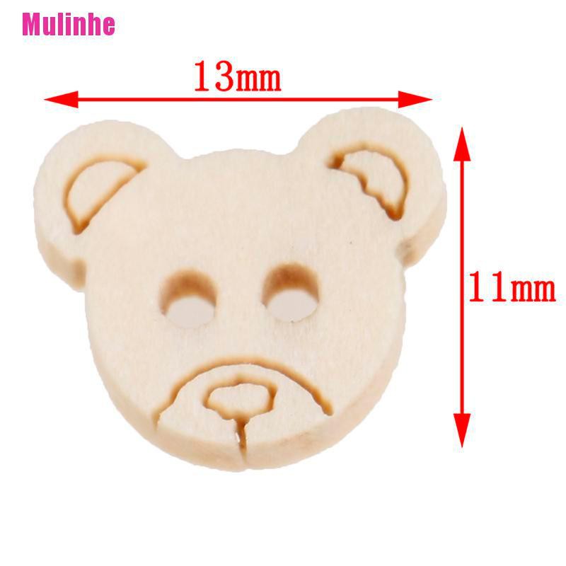 Set 20 Nút Gỗ 2 Lỗ Hình Gấu Teddy Dành Cho Trẻ Em