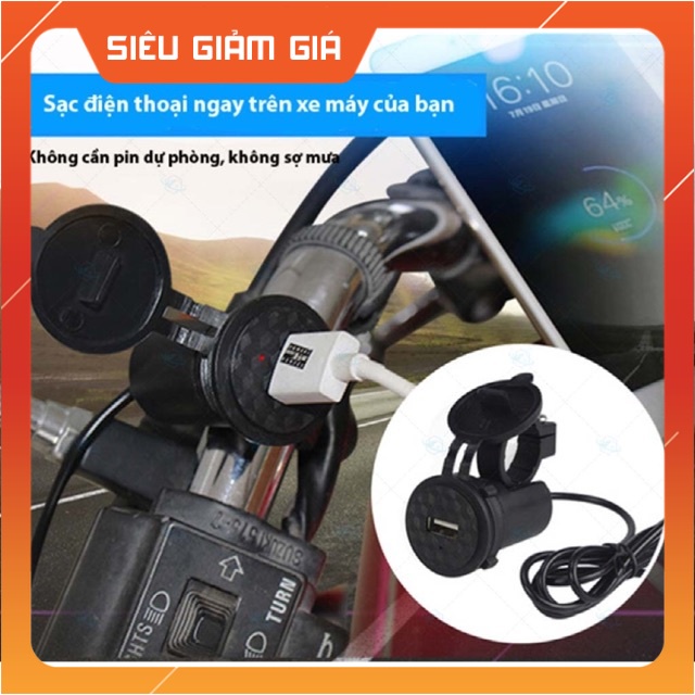 Bộ Lắp Đặt Sạc Điện Thoại Trên Xe Máy 2.1a