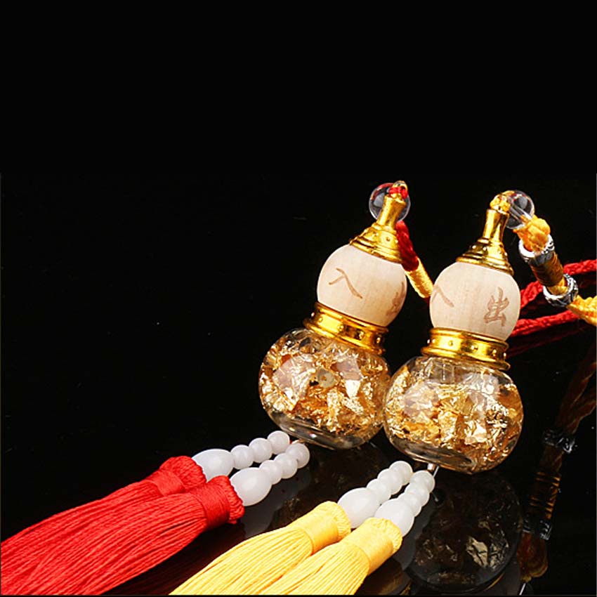 Combo 2 Nước hoa treo ô tô hồ lô bầu vàng pha lê cao cấp, khử mùi hôi chống say xe,tinh dầu lavender cao cấp