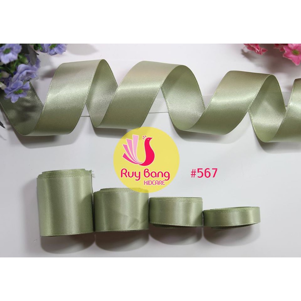 Ruy băng satin ❤️FREESHIP❤️ ruy băng lụa tone xanh ( cuộn 5m)
