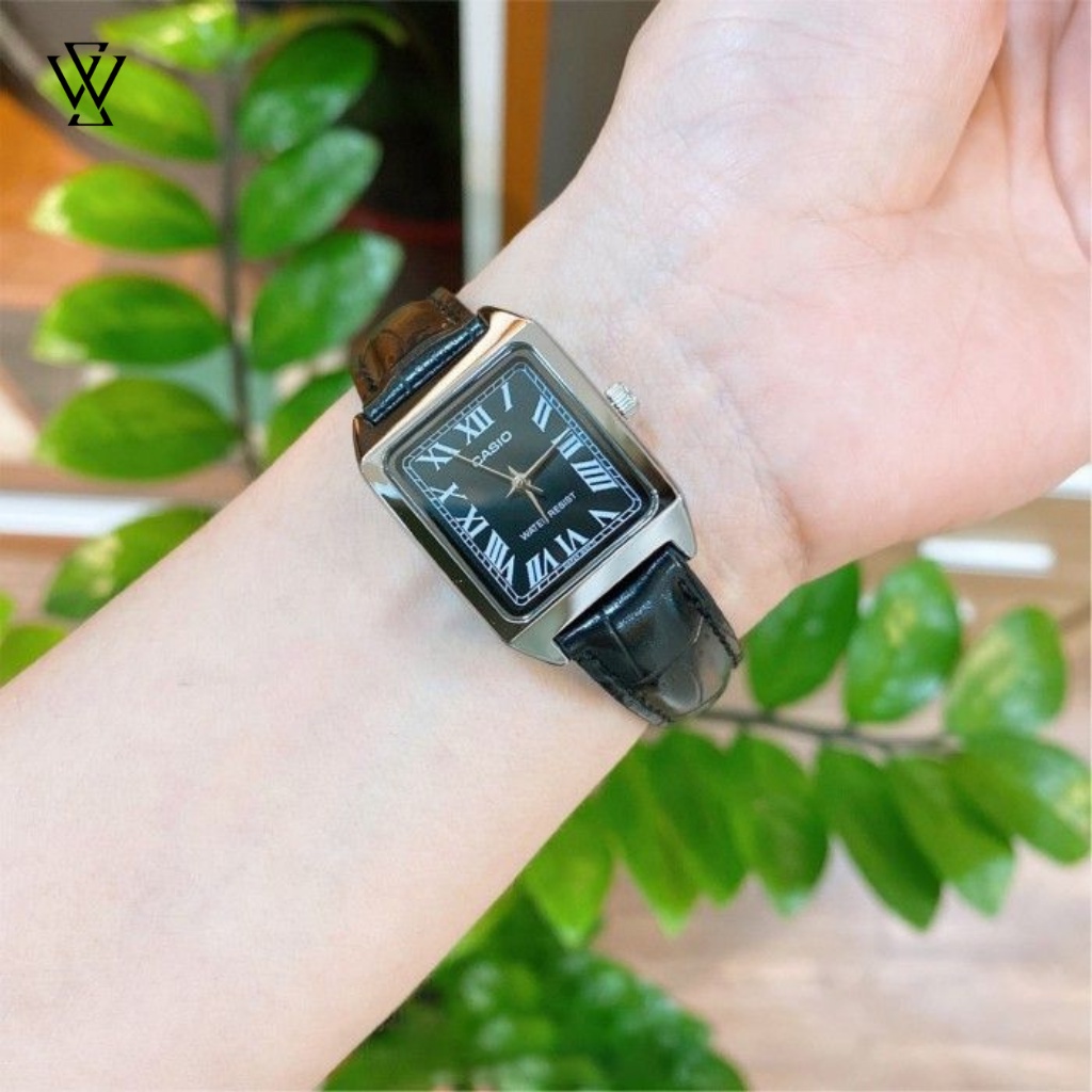 Đồng Hồ Quartz Nữ Casio WATCHSTORE LTP-V007L-1BUDF Thiết Kế Mặt Kính Khoáng Chữ Nhật 22mm, Dây Da Và Vỏ Mạ Crom