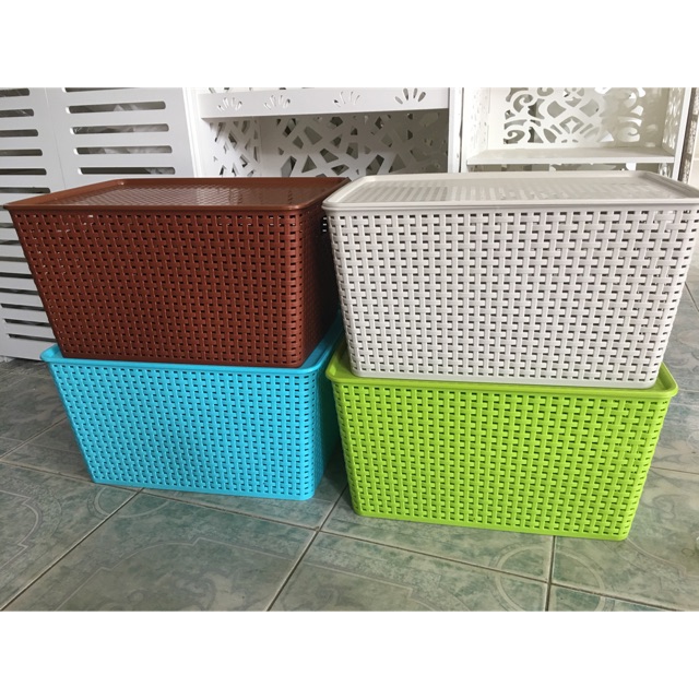 Sọt nhựa đan có nắp
