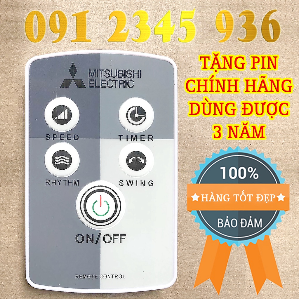 Remote Điều khiển Quạt mát MITSUBISHI cho quạt cây, quạt đứng, và quạt treo tường. &quot;HÀNG ĐẸP'' + ''Tặng Pin&quot;.