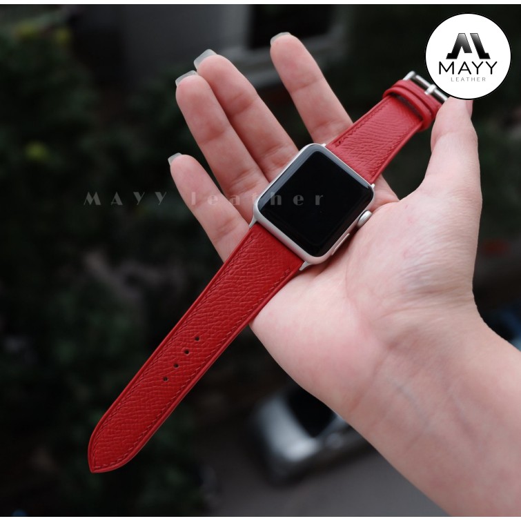 Dây Đồng Hồ Apple Watch Da Bê Epsom Màu Đỏ