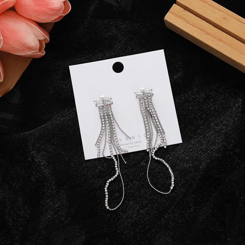 Bông tai nữ khuyên dài xinh xắn, bạc S925 - HT296