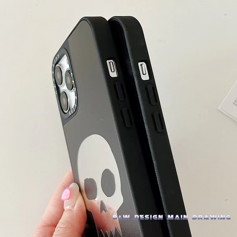 Ốp Điện Thoại Acrylic Chống Sốc Tráng Gương Hình Đầu Lâu Màu Bạc Dễ Thương Cho iPhone 13 12 11 Pro MAX X XS MAX XR 7Plus 8Plus