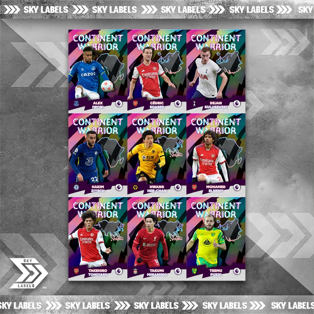 thẻ SKY Continent Warrior - Hwang Hee-Chan, Minamino, Ziyech, Tomiyasu, Iwobi, Pukki, Kulusevski, Elneny, Soares - Chel