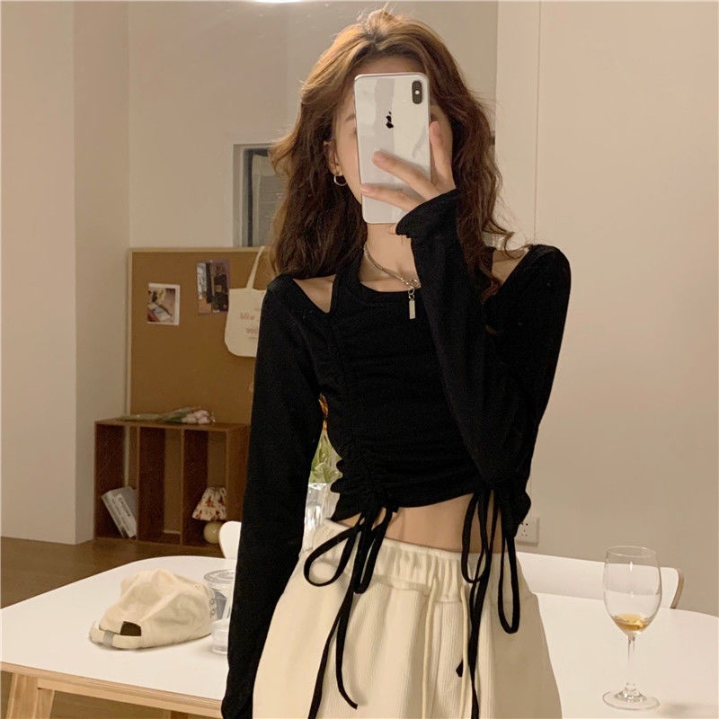 Áo Croptop Tay Dài Phong Cách Thời Trang Xuân Thu Mới 2022 Quyến Rũ Cho Nữ