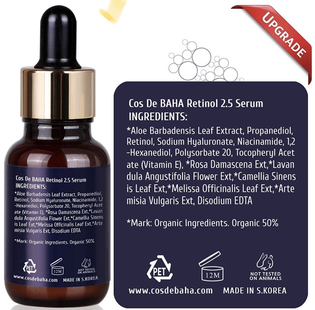 Tinh chất Cos De BAHA Serum (Snail Mucin, Vitamin C 15, Niacinamide 10, Hyaluronic Acid B5, M.A Peptide, Retinol 2.5)