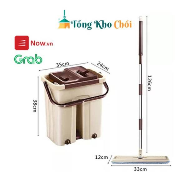 Cây Lau Nhà, Chổi Tự Vắt Thông Minh 360 Độ Kèm Thùng Tặng Kèm 1 Bông Lau Thay Thế