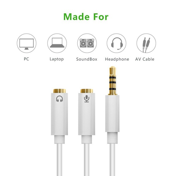 [Mã ELHACE giảm 4% đơn 300K] Cáp chia Audio 3,5mm ra 1 đầu Loa 3,5mm , 1 đầu Microphone cao cấp Ugreen 10789