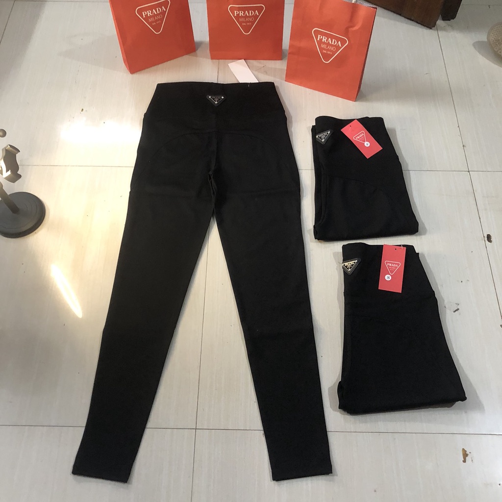 Quần legging nâng mông prasda cạp cao có gen bụng chất umi hàn xịn kèm túi